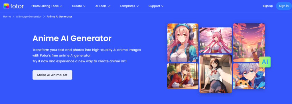 Fotor Anime AI Art Generators app