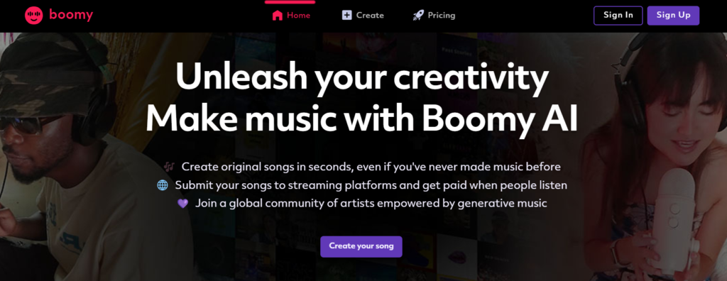 Boomy ai music generators