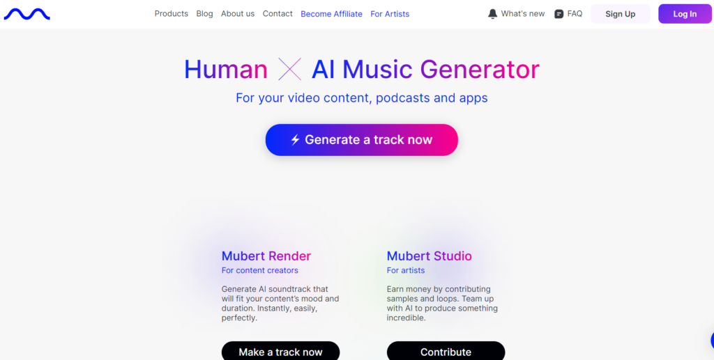 Mubert Ai music Generators