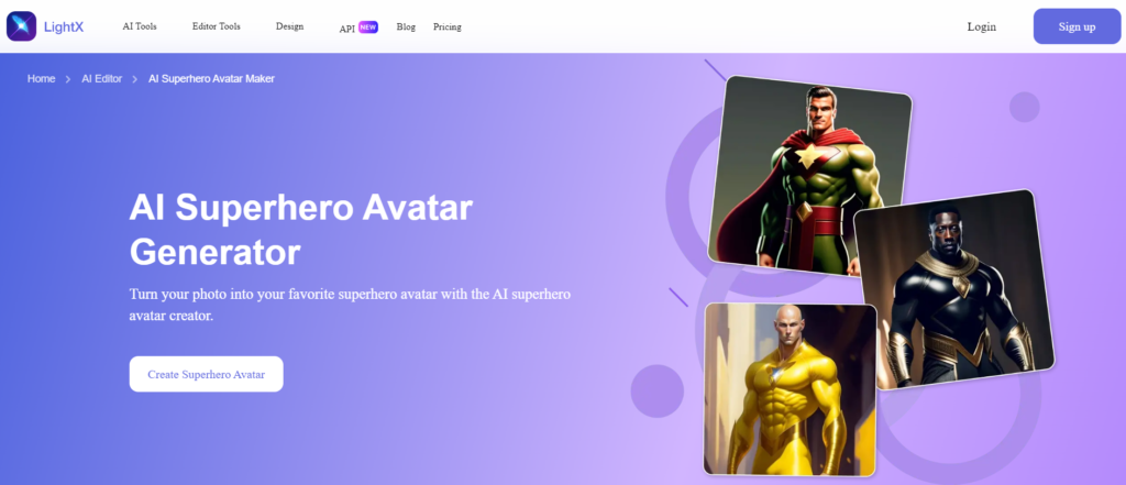 LightX ai superheroes generators